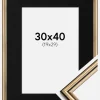 Ramme Horndal Guld 30x40 cm - Passepartout Sort 20x30 cm