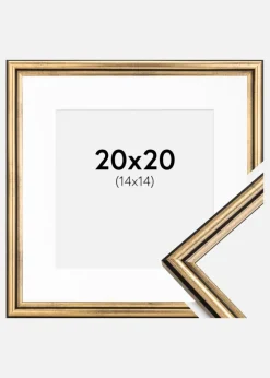 Ramme Horndal Guld 20x20 cm - Passepartout Hvid 15x15 cm