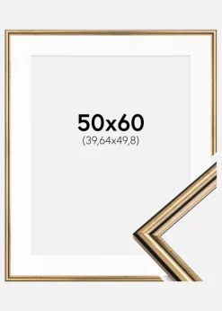 Ramme Horndal Guld 50x60 cm - Passepartout Hvid 16x20 inches