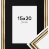 Ramme Horndal Guld 15x20 cm - Passepartout Sort 10x15 cm