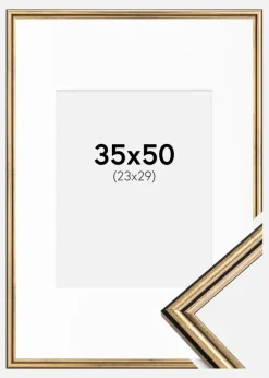 Ramme Horndal Guld 35x50 cm - Passepartout Hvid 24x30 cm