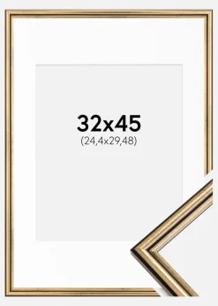 Ramme Horndal Guld 32x45 cm - Passepartout Hvid 10x12 inches