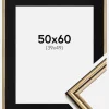 Ramme Horndal Guld 50x60 cm - Passepartout Sort 40x50 cm
