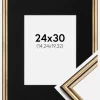 Ramme Horndal Guld 24x30 cm - Passepartout Sort 6x8 inches