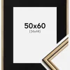 Ramme Horndal Guld 50x60 cm - Passepartout Sort 35x45 cm