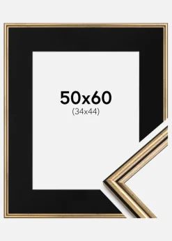 Ramme Horndal Guld 50x60 cm - Passepartout Sort 35x45 cm