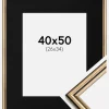 Ramme Horndal Guld 40x50 cm - Passepartout Sort 27x35 cm