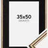 Ramme Horndal Guld 35x50 cm - Passepartout Sort 10x15 inches