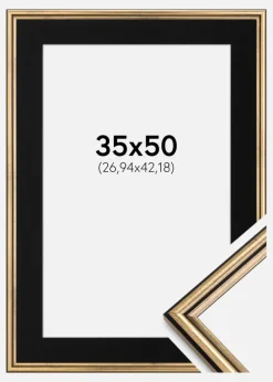 Ramme Horndal Guld 35x50 cm - Passepartout Sort 11x17 inches
