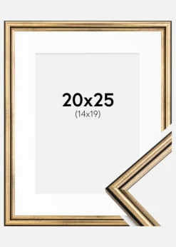 Ramme Horndal Guld 20x25 cm - Passepartout Hvid 15x20 cm