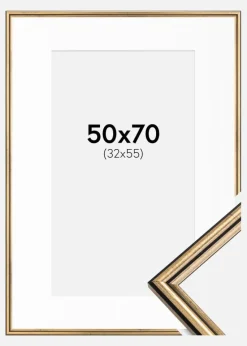 Ramme Horndal Guld 50x70 cm - Passepartout Hvid 33x56 cm