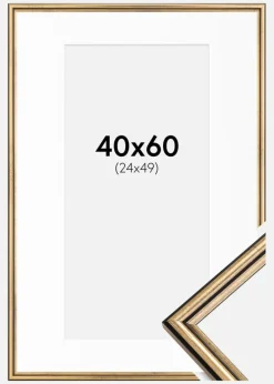 Ramme Horndal Guld 40x60 cm - Passepartout Hvid 25x50 cm