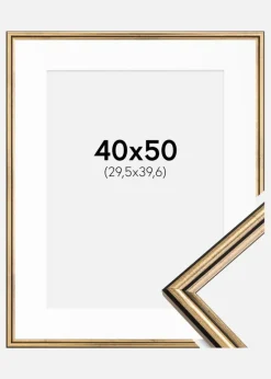 Ramme Horndal Guld 40x50 cm - Passepartout Hvid 12x16 inches