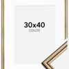 Ramme Horndal Guld 30x40 cm - Passepartout Hvid 21x30 cm