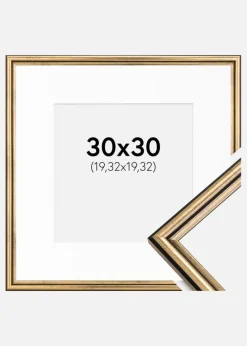 Ramme Horndal Guld 30x30 cm - Passepartout Hvid 8x8 inches