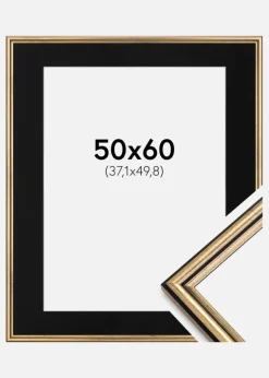 Ramme Horndal Guld 50x60 cm - Passepartout Sort 15x20 inches