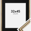 Ramme Horndal Guld 32x45 cm - Passepartout Sort 25x30 cm