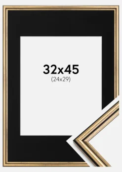 Ramme Horndal Guld 32x45 cm - Passepartout Sort 25x30 cm