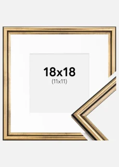 Ramme Horndal Guld 18x18 cm - Passepartout Hvid 12x12 cm
