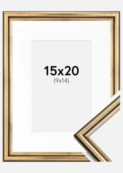Ramme Horndal Guld 15x20 cm - Passepartout Hvid 10x15 cm