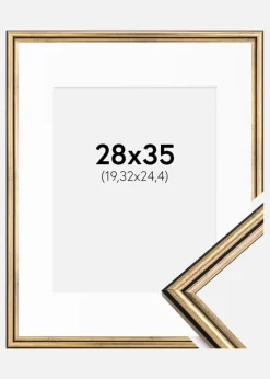 Ramme Horndal Guld 28x35 cm - Passepartout Hvid 8x10 inches