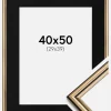 Ramme Horndal Guld 40x50 cm - Passepartout Sort 30x40 cm