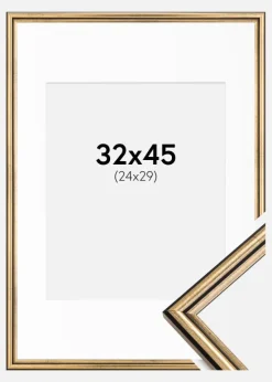 Ramme Horndal Guld 32x45 cm - Passepartout Hvid 25x30 cm