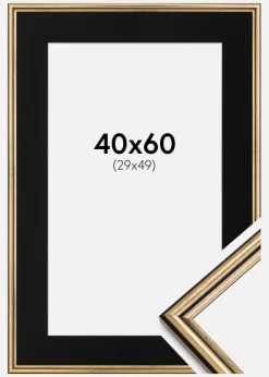 Ramme Horndal Guld 40x60 cm - Passepartout Sort 30x50 cm