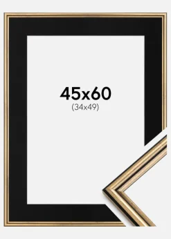 Ramme Horndal Guld 45x60 cm - Passepartout Sort 35x50 cm