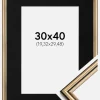 Ramme Horndal Guld 30x40 cm - Passepartout Sort 8x12 inches