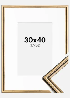 Ramme Horndal Guld 30x40 cm - Passepartout Hvid 18x27 cm