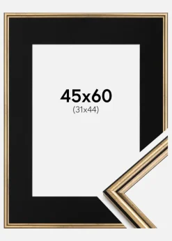 Ramme Horndal Guld 45x60 cm - Passepartout Sort 32x45 cm