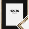 Ramme Horndal Guld 40x50 cm - Passepartout Sort 28x35 cm