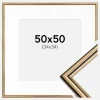 Ramme Horndal Guld 50x50 cm - Passepartout Hvid 35x35 cm