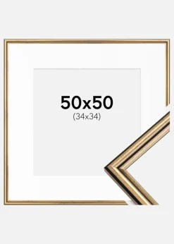 Ramme Horndal Guld 50x50 cm - Passepartout Hvid 35x35 cm