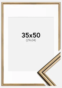 Ramme Horndal Guld 35x50 cm - Passepartout Hvid 30x35 cm