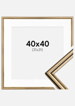 Ramme Horndal Guld 40x40 cm - Passepartout Hvid 32x32 cm