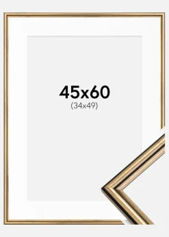 Ramme Horndal Guld 45x60 cm - Passepartout Hvid 35x50 cm