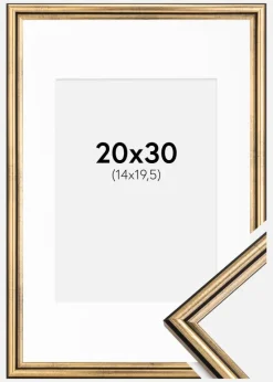 Ramme Horndal Guld 20x30 cm - Passepartout Hvid 15x21 cm (A5)