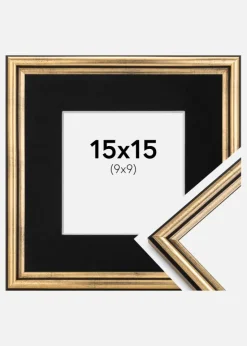 Ramme Horndal Guld 15x15 cm - Passepartout Sort 10x10 cm