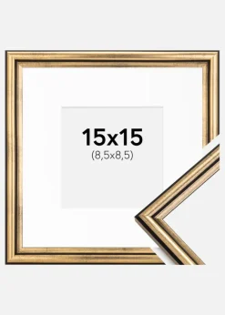 Ramme Horndal Guld 15x15 cm - Passepartout Hvid 9x9 cm
