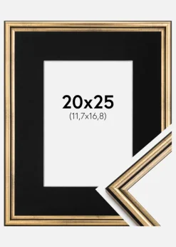 Ramme Horndal Guld 20x25 cm - Passepartout Sort 5x7 inches