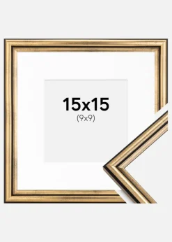 Ramme Horndal Guld 15x15 cm - Passepartout Hvid 10x10 cm