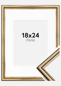 Ramme Horndal Guld 18x24 cm - Passepartout Hvid 13x17 cm