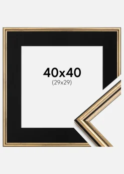 Ramme Horndal Guld 40x40 cm - Passepartout Sort 30x30 cm
