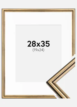 Ramme Horndal Guld 28x35 cm - Passepartout Hvid 20x25 cm