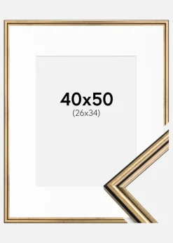 Ramme Horndal Guld 40x50 cm - Passepartout Hvid 27x35 cm