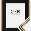Ramme Horndal Guld 24x30 cm - Passepartout Sort 7x9 inches