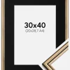 Ramme Horndal Guld 30x40 cm - Passepartout Sort 21x29,7 cm (A4)