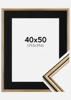 Ramme Horndal Guld 40x50 cm - Passepartout Sort 12x16 inches